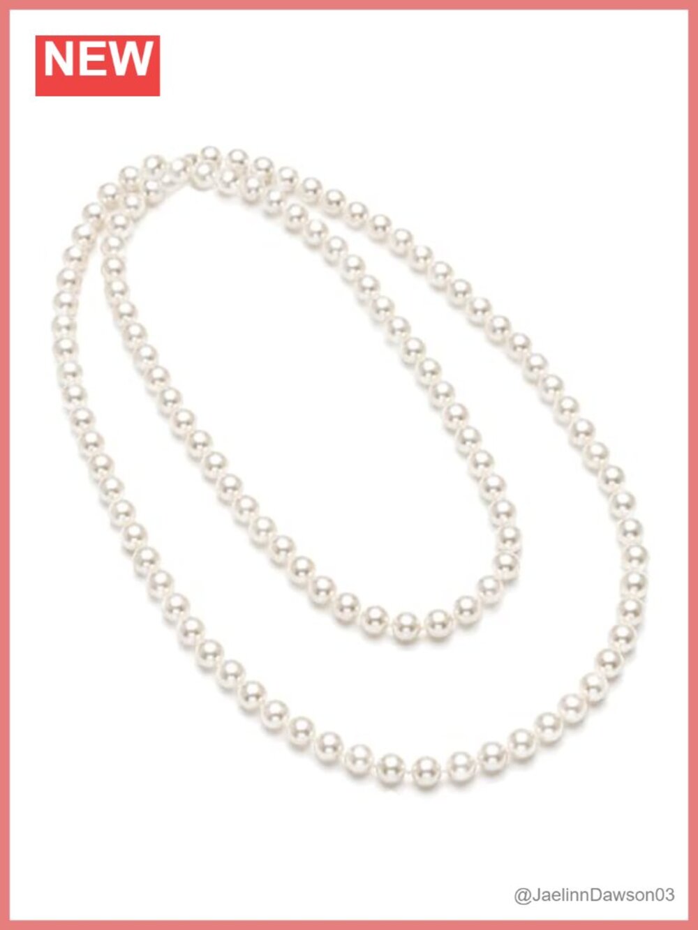Faux Pearl Strand Necklace 1920s Costume Party Long Necklace